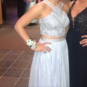 Light Blue 2 Piece Prom Dress
